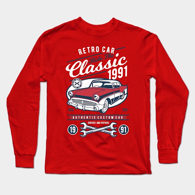 Cool Classic Car Long Sleeve T-Shirt by LineXpressions